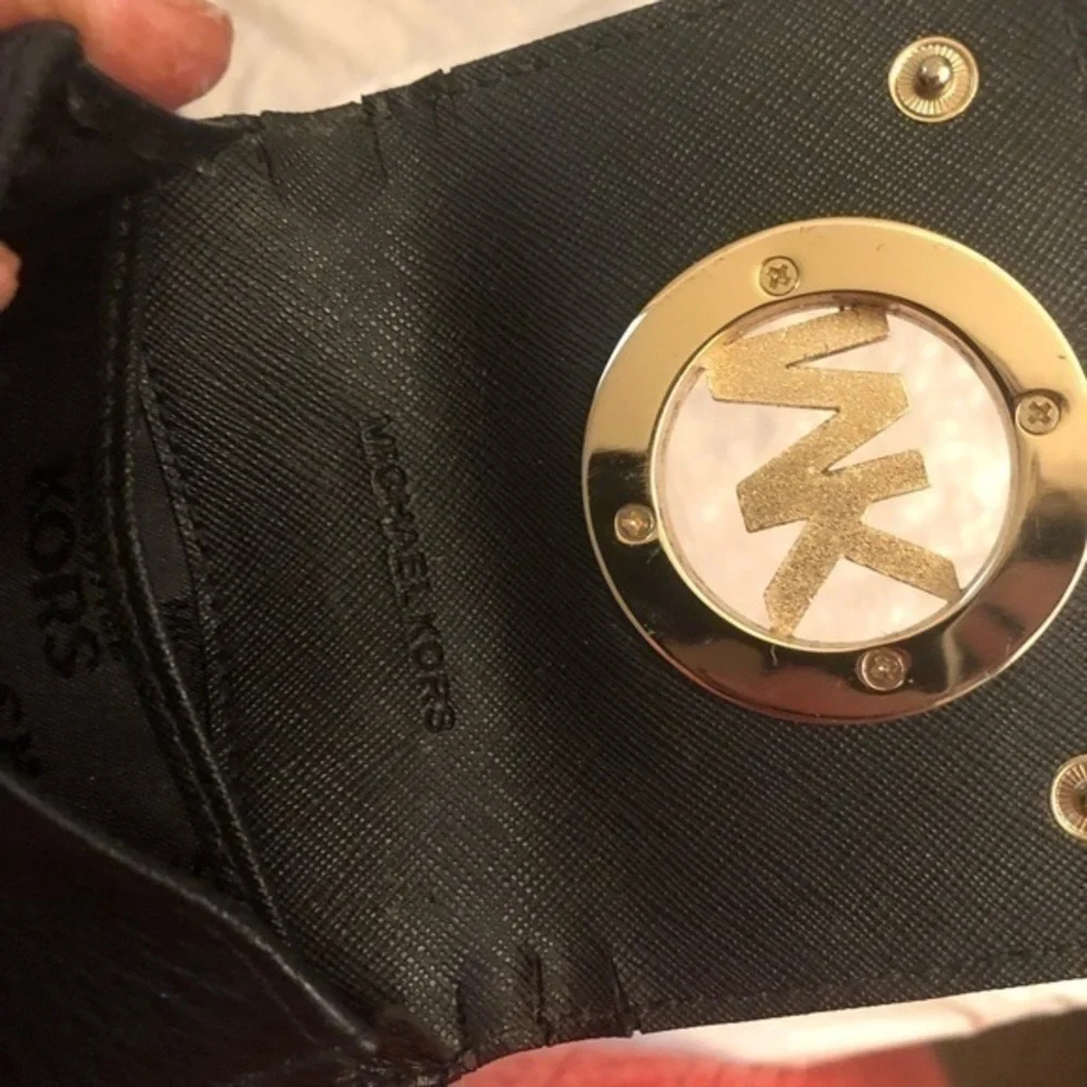Michael kors black mk logo mini card case
